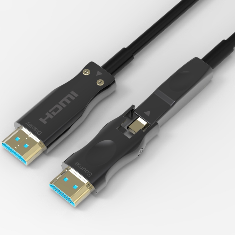 Bedste pris HDMI 2.0 Type A til D kildeside Distakable AOC fiber optisk kabel 15m længde